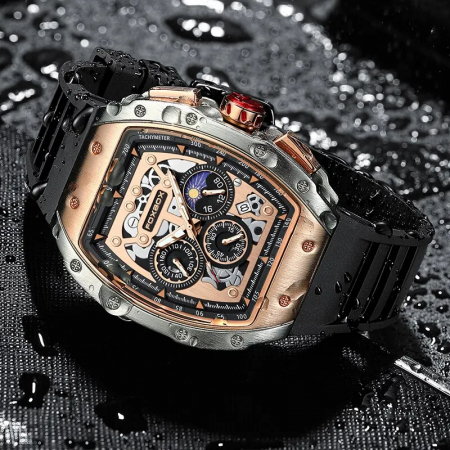 Ceas barbatesc de mana Fox Box Luxury Fashion Casual Cronograf Quartz Silicon [3]