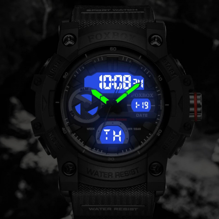 Ceas barbatesc de mana Fox Box Stil Militar Army Dual time Fashion Sport Casual Quartz Verde [5]
