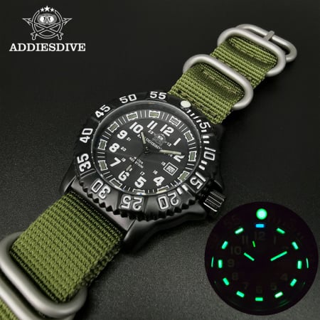 Ceas barbatesc de mana,  ADDIESDIVE, Stil Militar, Army, Casual, Quartz, Verde [1]