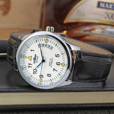 Ceas barbatesc de mana T-winner Mecanic Automatic Calendar Minimalist Piele [2]