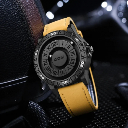 Ceas barbatesc de mana DOM Quartz Creativ Magnetic Casual Simplu Piele Maro [3]