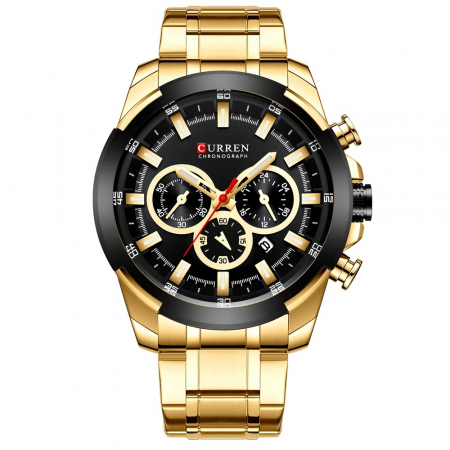 Modele noi - Ceas barbatesc Curren Cronograf Analog Multifunctional Casual Fashion Auriu