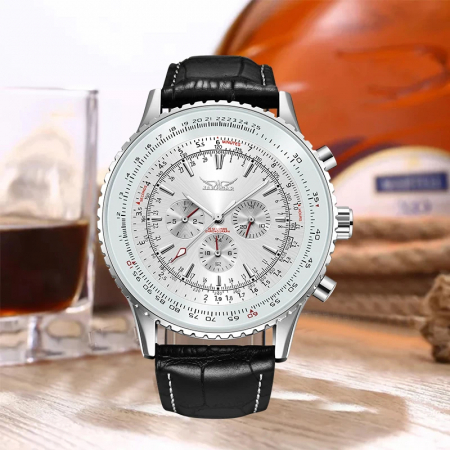Ceas barbatesc de mana Jaragar Vintage Multifunctional Tourbillon Mecanic Automatic Piele [5]