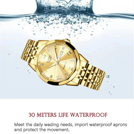 Ceas dama de mana Lige Quartz Elegant Luxury Casual Fashion Analog Auriu [5]