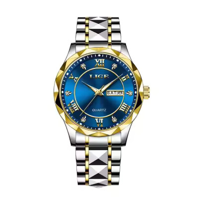 Ceas barbatesc de mana Lige Elegant Casual Fashion Analog Quartz Argintiu/Albastru [0]