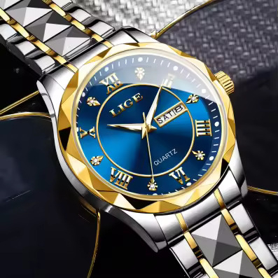 Ceas barbatesc de mana Lige Elegant Casual Fashion Analog Quartz Argintiu/Albastru [1]