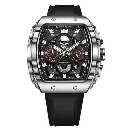 Ceasuri barbatesti - Ceas barbatesc de mana Lige Craniu Skeleton Casual Stil Cronograf Militar Sport Silicon