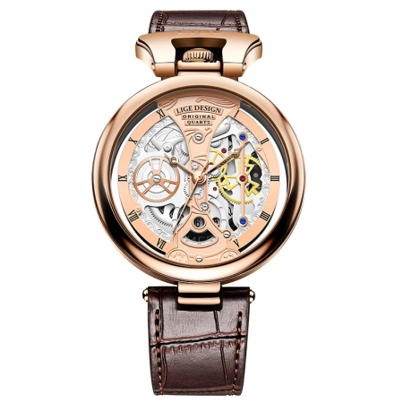 Ceasuri barbatesti - Ceas barbatesc de mana Lige Fashion Elegant Luxury Quartz Analog Piele