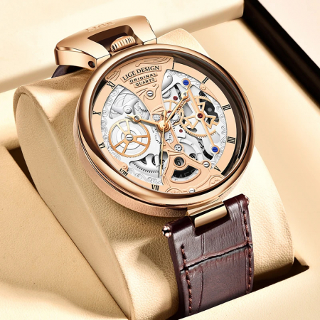 Ceas barbatesc de mana Lige Fashion Elegant Luxury Quartz Analog Piele [1]