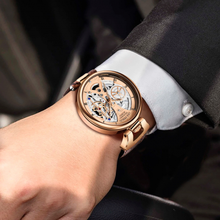 Ceas barbatesc de mana Lige Fashion Elegant Luxury Quartz Analog Piele [5]