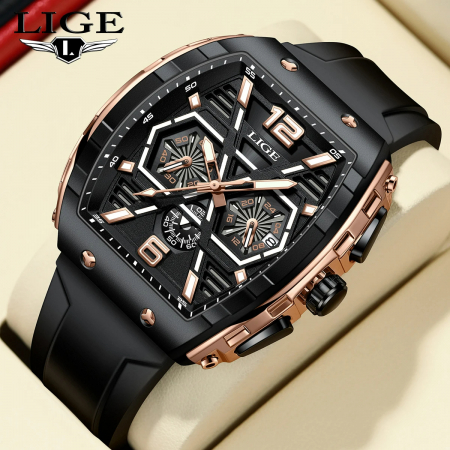 Ceas barbatesc de mana Lige Fashion Luxury Top Brand Analog Casual Fashion Quartz Negru [1]