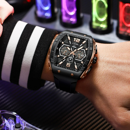 Ceas barbatesc de mana Lige Fashion Luxury Top Brand Analog Casual Fashion Quartz Negru [4]
