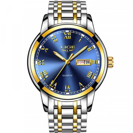 Ceas barbatesc de mana Lige Top Brand Elegant Luxury Casual Fashion Quartz ArgintiuAlbastru [0]