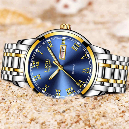 Ceas barbatesc de mana Lige Top Brand Elegant Luxury Casual Fashion Quartz ArgintiuAlbastru [3]