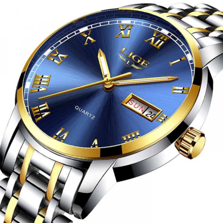 Ceas barbatesc de mana Lige Top Brand Elegant Luxury Casual Fashion Quartz ArgintiuAlbastru [2]