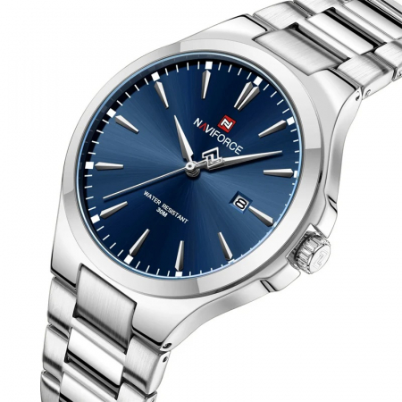 Ceas barbatesc de mana Naviforce Fashion Casual Elegant Analog Quartz Argintiu Albastru [1]
