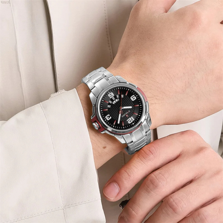 Ceas barbatesc de mana Naviforce Cronograf Casual Quartz Analog Fashion Elegant Argintiu Negru [1]