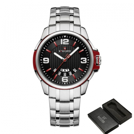 Ceas barbatesc de mana Naviforce Cronograf Casual Quartz Analog Fashion Elegant Argintiu Negru [4]