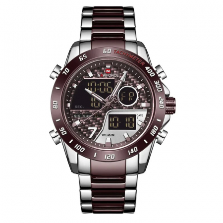 Ceasuri barbatesti - Ceas barbatesc de mana Naviforce Dual Time Led Quartz Casual Fashion Elegant