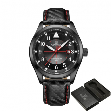 Ceas barbatesc de mana Naviforce Elegant Fashion Casual Piele naturala Negru [4]