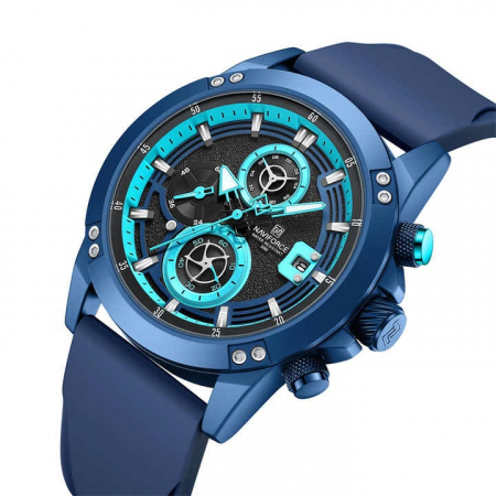 Ceas barbatesc de mana Naviforce Quartz Casual Analog Army Militar Silicon Albastru [1]