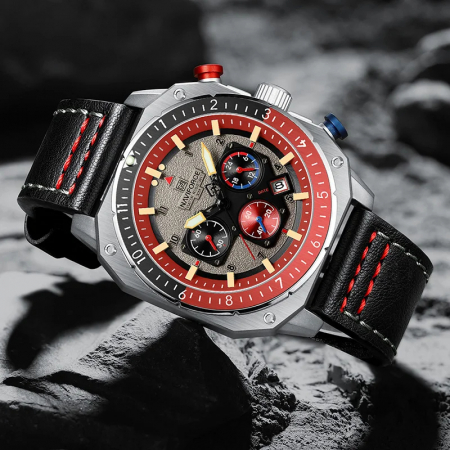 Ceas barbatesc de mana Naviforce Quartz Sport Top Brand Luxury Cronograf Data Piele naturala [5]