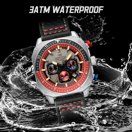 Ceas barbatesc de mana Naviforce Quartz Sport Top Brand Luxury Cronograf Data Piele naturala [3]