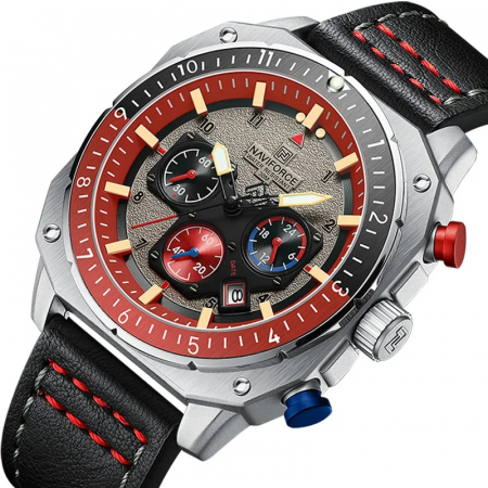 Ceas barbatesc de mana Naviforce Quartz Sport Top Brand Luxury Cronograf Data Piele naturala [1]