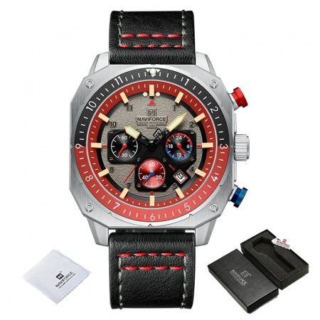 Ceas barbatesc de mana Naviforce Quartz Sport Top Brand Luxury Cronograf Data Piele naturala [6]