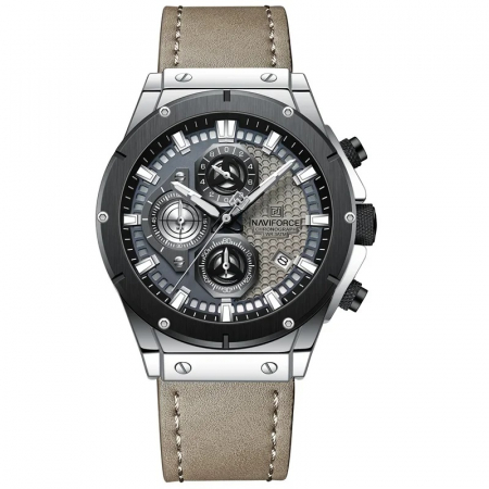 Ceas barbatesc de mana Naviforce Sport Casual Cronograf Quartz Fashion Afisare data Gri [0]