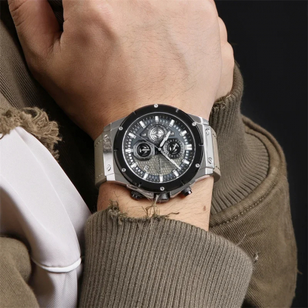 Ceas barbatesc de mana Naviforce Sport Casual Cronograf Quartz Fashion Afisare data Gri [2]
