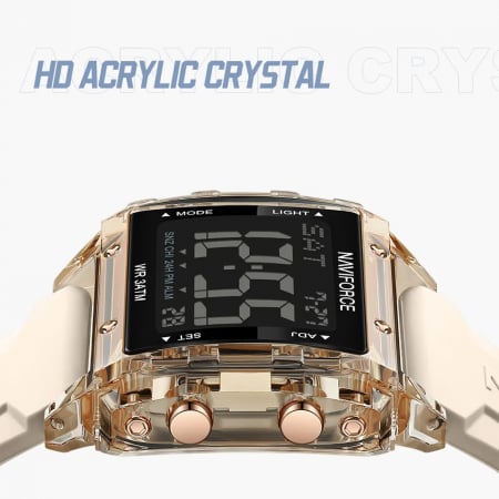 Ceas barbatesc de mana Naviforce Sport Casual Digital Cronograf Quartz Fashion Crem Auriu [4]