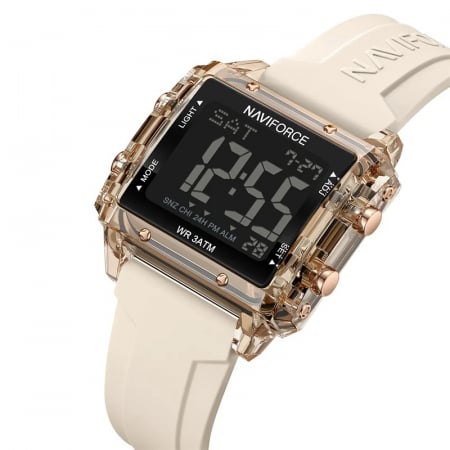 Ceas barbatesc de mana Naviforce Sport Casual Digital Cronograf Quartz Fashion Crem Auriu [1]