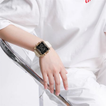 Ceas barbatesc de mana Naviforce Sport Casual Digital Cronograf Quartz Fashion Crem Auriu [2]