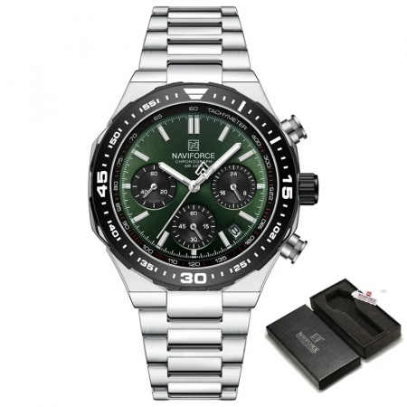 Ceas barbatesc de mana Naviforce Elegant Casual Cronograf Quartz Fashion Afisare data Gri [5]