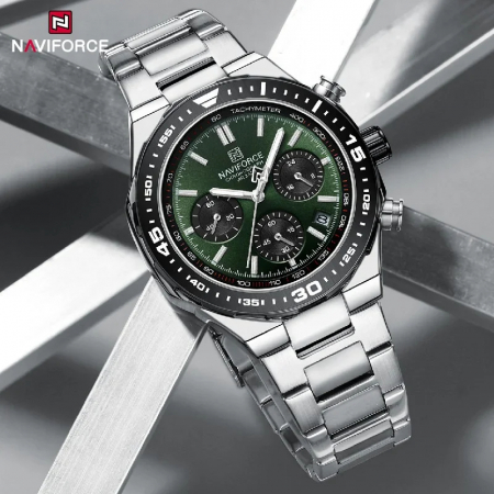 Ceas barbatesc de mana Naviforce Elegant Casual Cronograf Quartz Fashion Afisare data Gri [4]