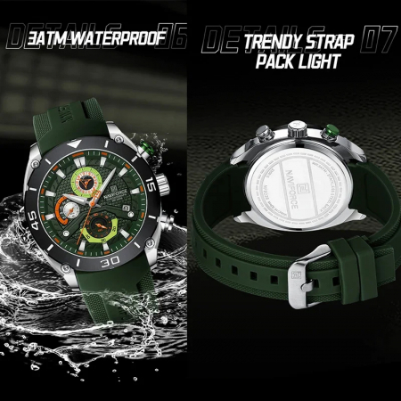 Ceas barbatesc de mana Naviforce Sport Casual Fashion Afisare data Cronograf Verde [4]