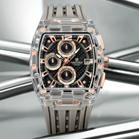 Ceas barbatesc de mana Naviforce Fashion Sport Casual Analog Quartz Gri [4]