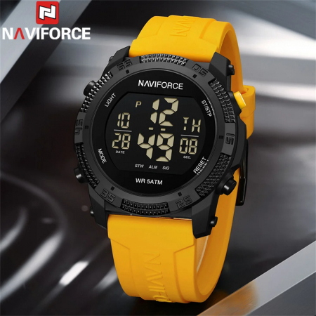 Ceas barbatesc de mana Naviforce Sport Stil Army Militar Casual Fashion Digital Galben [1]