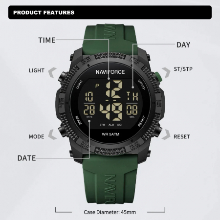 Ceas barbatesc de mana Naviforce Sport Digital Fashion Stil Army Militar Casual Verde [2]