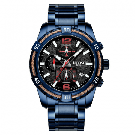 Ceasuri barbatesti - Ceas barbatesc de mana Nibosi Casual Elegant Fashion Quartz Analog AlbastruNegru