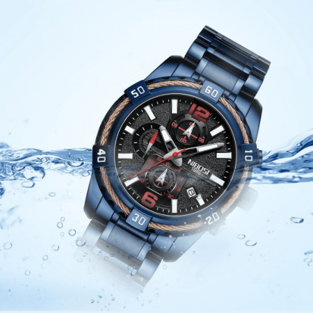 Ceas barbatesc de mana Nibosi Casual Elegant Fashion Quartz Analog AlbastruNegru [3]
