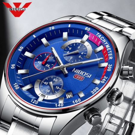 Ceas barbatesc de mana Nibosi Elegant Fashion Quartz Analog Argintiu [5]