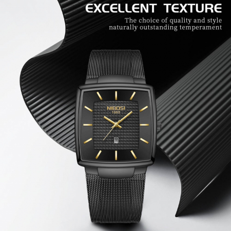 Ceas barbatesc de mana Nibosi Elegant Casual Analog Quartz Fashion Negru [2]