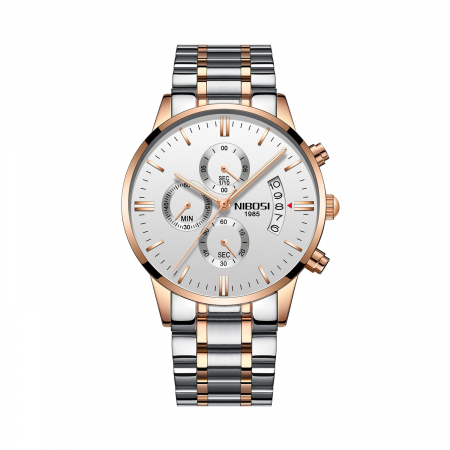 Ceasuri barbatesti - Ceas barbatesc de mana Nibosi Quartz Casual Elegant Fashion Analog Argintiu Auriu