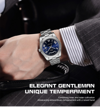 Ceas barbati de mana Nibosi Elegant Quartz Casual Analog Fashion Argintiu Albastru [2]