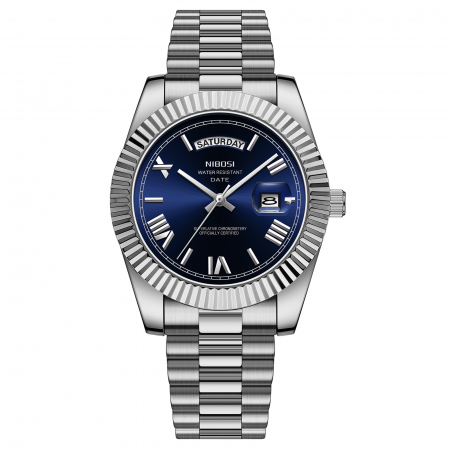 Ceasuri barbatesti - Ceas barbati de mana Nibosi Elegant Quartz Casual Analog Fashion Argintiu Albastru