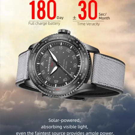 Ceas barbatesc de mana North Edge Solar Curea din Nylon TPR [4]