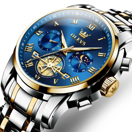 Ceas barbatesc de mana Olevs Cronograf Analog Elegant Luxury Casual Fashion Quartz Fazele lunii Data [3]
