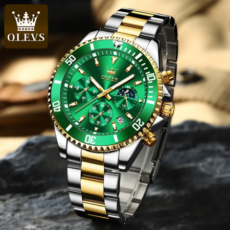 Ceas barbatesc de mana Olevs Cronograf Quartz Elegant Luxury Casual Fashion Data [4]